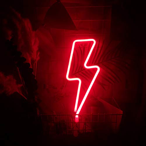 Lightning Bolt LED Neon Lamp - USB & Battery Powered Wall Decor Night Light for Bedroom, Party, Festival, and Home Decoration