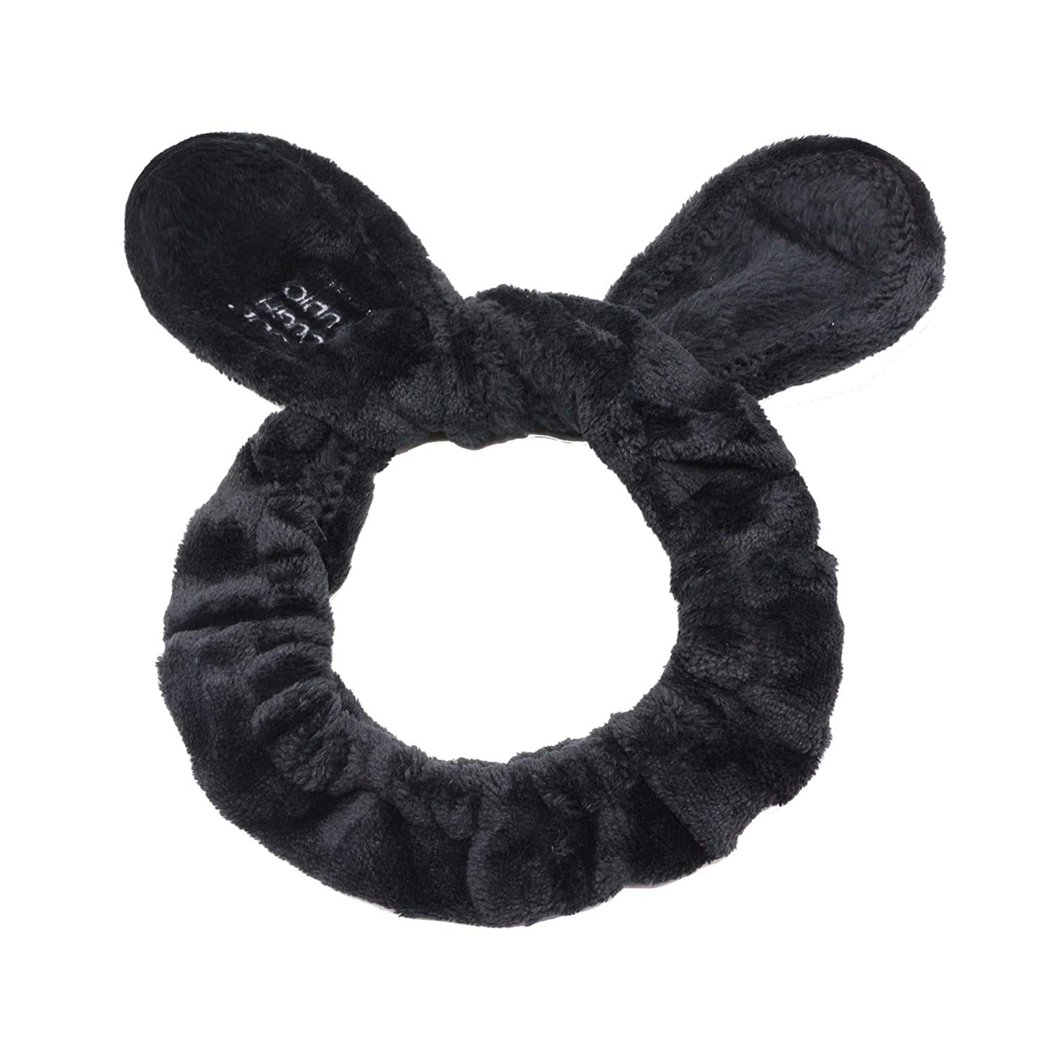 SYGA Girls Rabbit Ear Bowknot Hair Bands - Soft Elastic Velvet Headband for Face Wash, Shower, Spa, Yoga & Makeup - Black Beauty Hair Accessories for Women & Girls - Perfect for Skincare, Bathing and Relaxation
