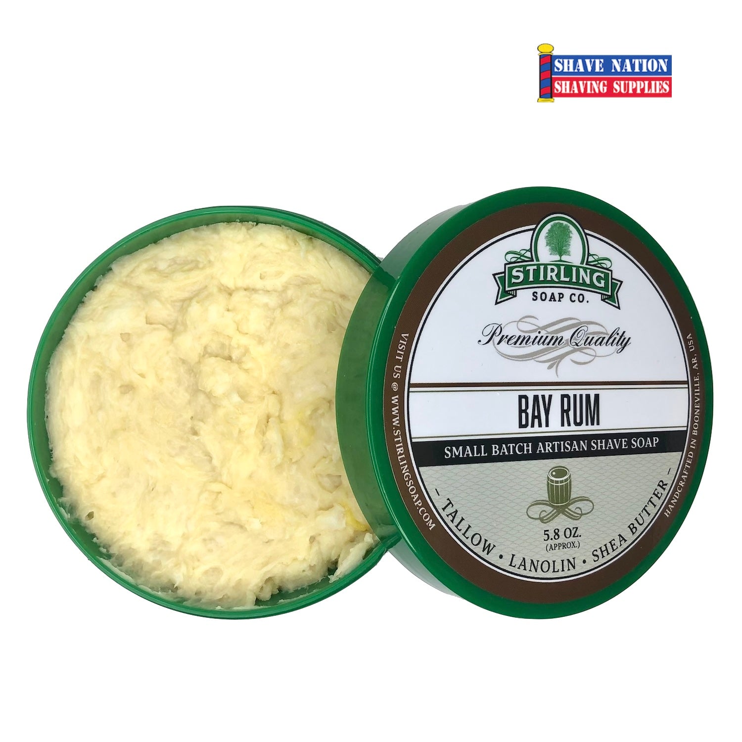 Premium Stirling Shaving Soap for Men - All-Natural Glycerin Shaving Soap Bar with Shea Butter & Essential Oils - Smooth, Close Shave for Sensitive Skin - Perfect for Wet Shaving, Travel & Grooming Kits