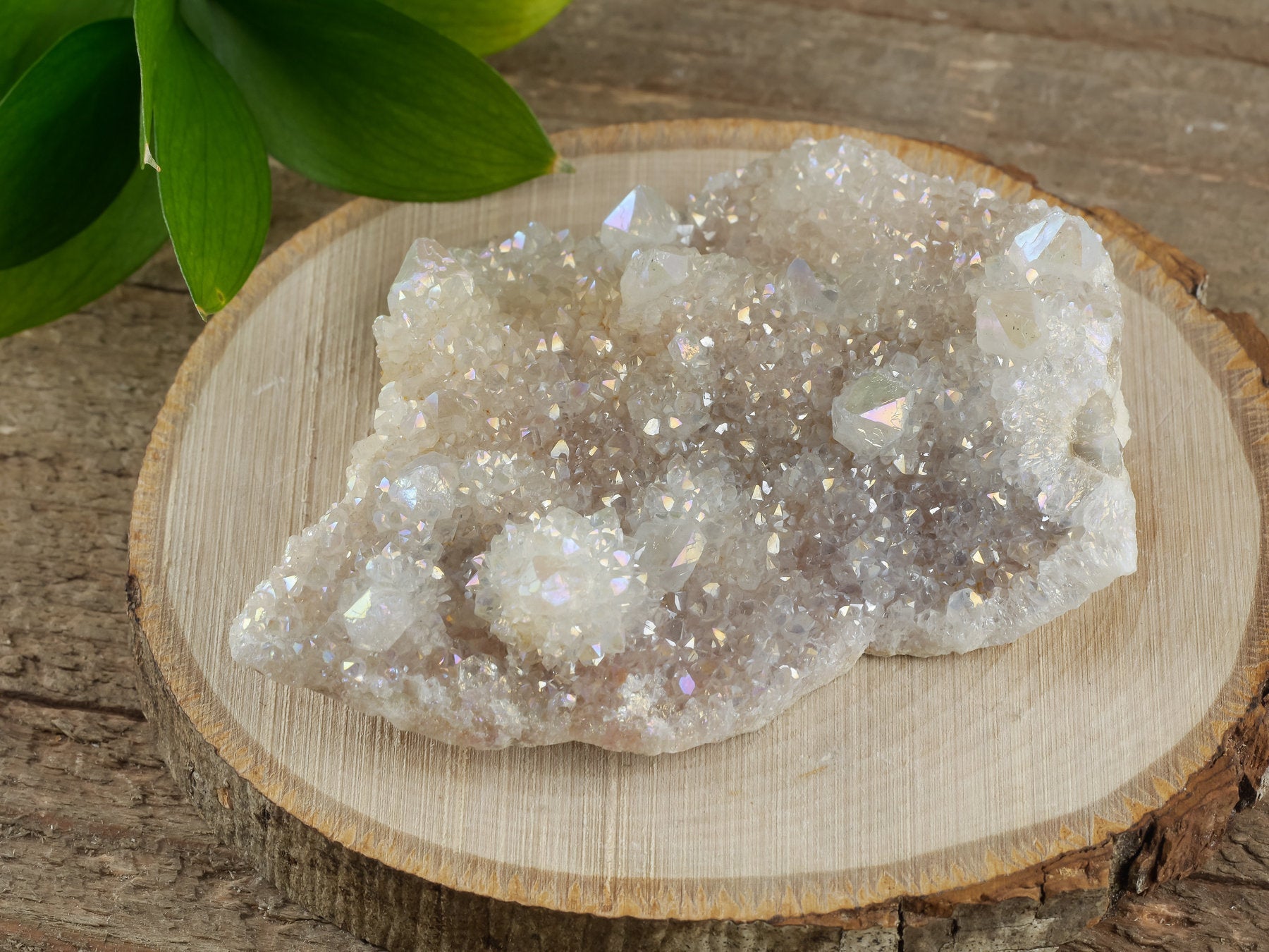 Rainbow Aura Quartz Crystal Cluster - Natural Spirit Quartz Healing Stone for Meditation, Reiki & Energy Work - Metaphysical Decor for Home, Office & Sacred Space (R0421)