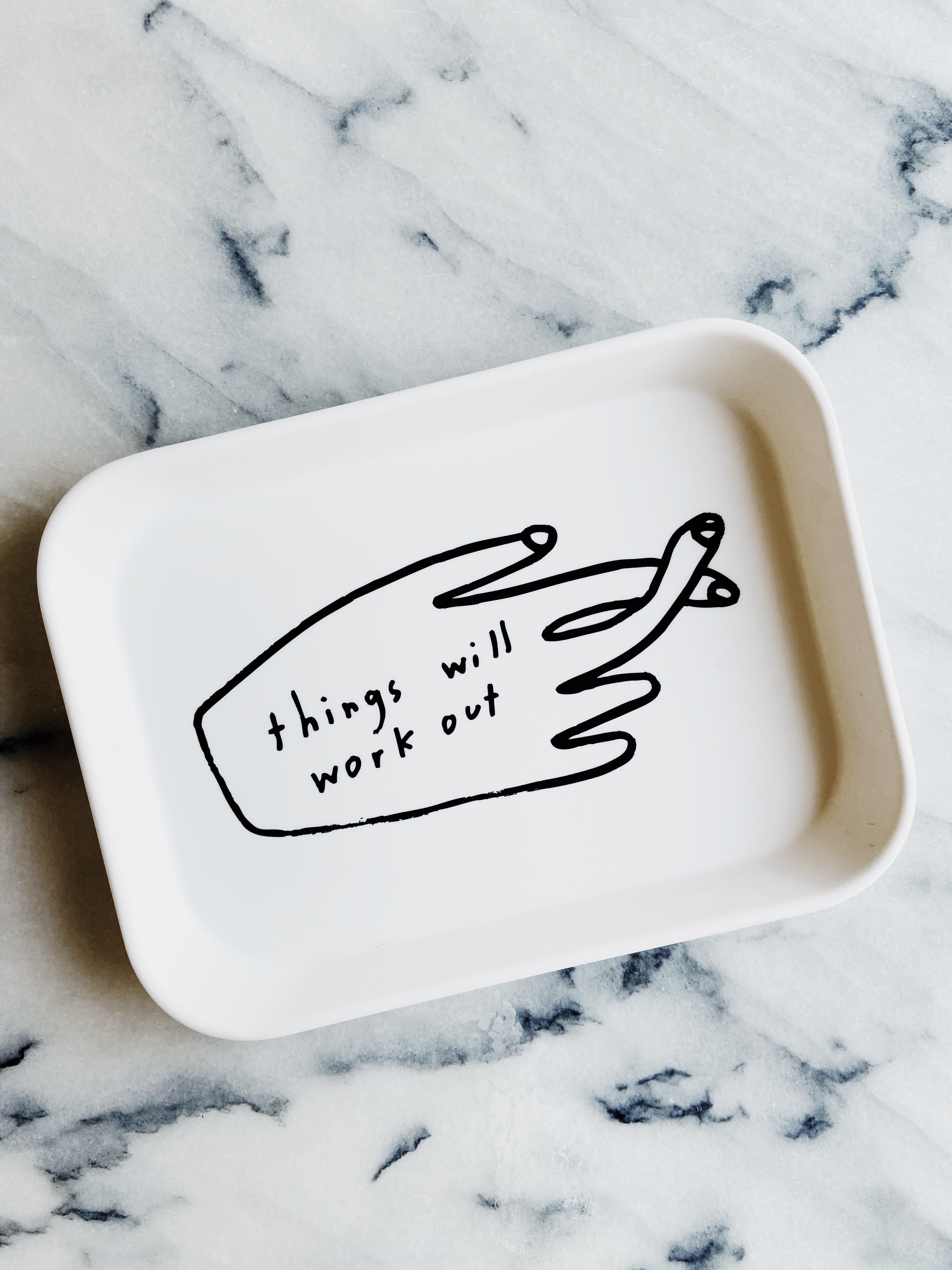 Things Will Work Out Tray - Motivational Desk Organizer for Office & Home - Perfect for Keys, Jewelry, and Small Essentials