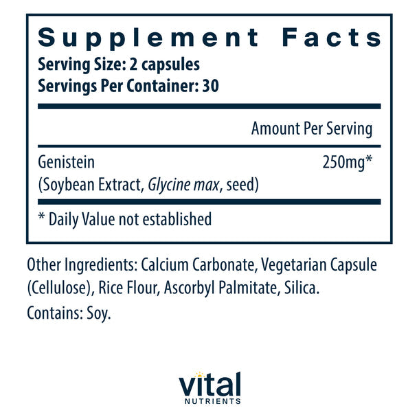 Vital Nutrients Genistein 125mg Supplement - Soy Isoflavone for Women's Health & Hormone Balance - Supports Menopause Relief & Bone Health
