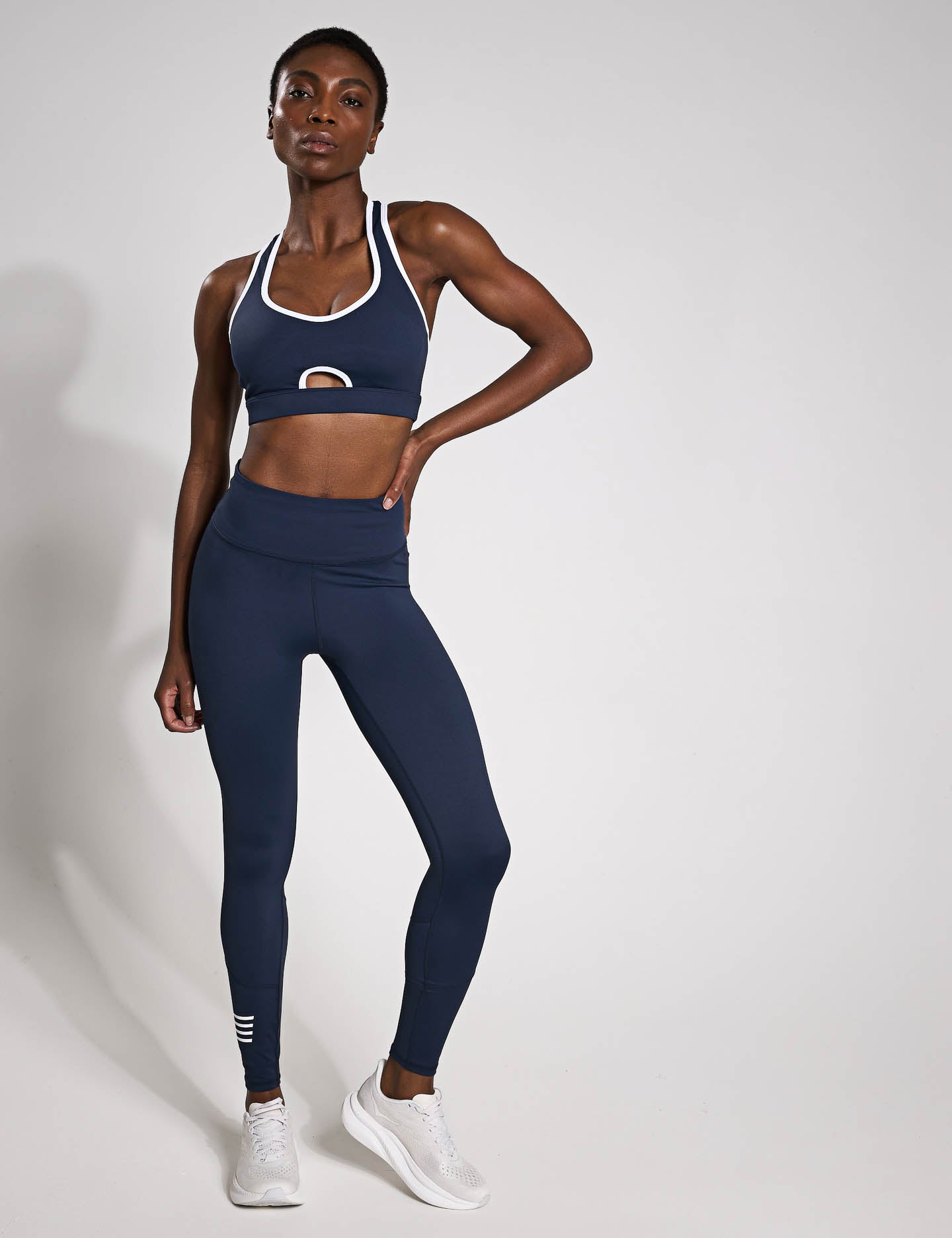 Clare Sports Bra for Women - High Support Workout Top, Navy Blue - Perfect for Running, Yoga & Gym Fitness Activities