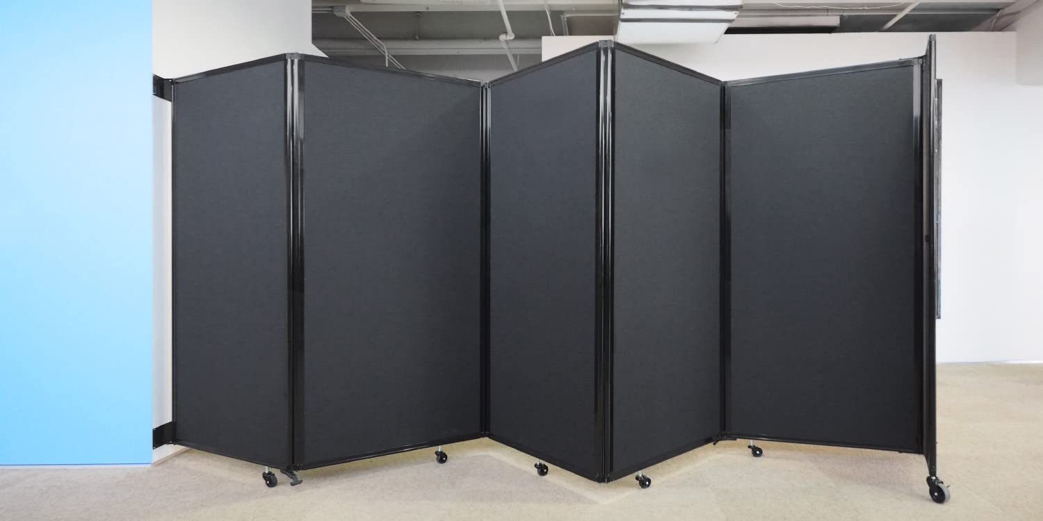 Versare 360 Wall-Mounted Folding Room Divider Partition with Locking Wheels - 25' x 5' Blue SoundSorb Panels | Temporary Space Separator for Offices, Classrooms & Events | Noise Reducing Room Divider for Privacy & Flexible Space Management