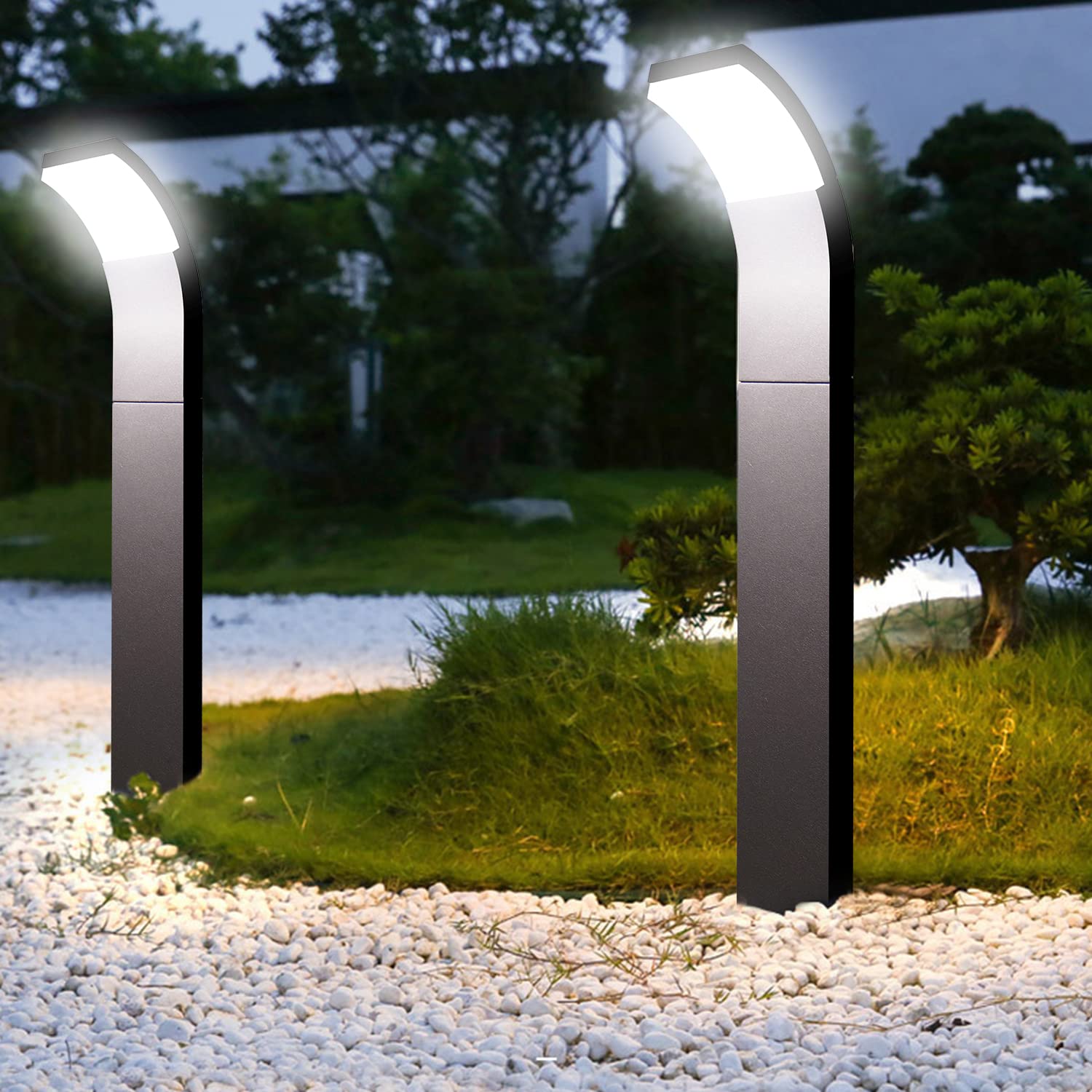 Modern European Design LED Pathway Lights - 7W 480Lm Waterproof IP54 Aluminum Garden Lighting for Walkway, Patio, Yard (23.6In 120V) - Perfect for Landscape, Driveway, and Outdoor Decoration
