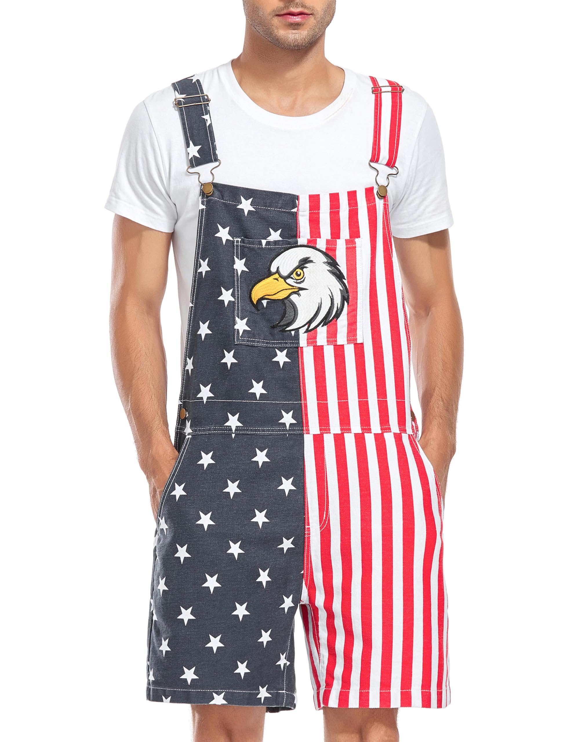 Unisex Printed Overalls Shorts Romper - Fashion Jumpsuit & Work Bib Coveralls for Men & Women | Perfect for Festivals, Outdoor Work & Casual Wear