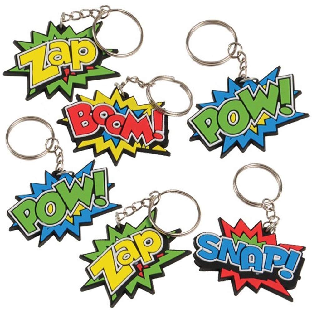 ArtCreativity Superhero Keychains - Pack of 12 | Superhero Party Favors & Birthday Supplies | Goodie Bag Fillers for Boys and Girls | Perfect for Birthday Parties, School Rewards & Gift Exchanges
