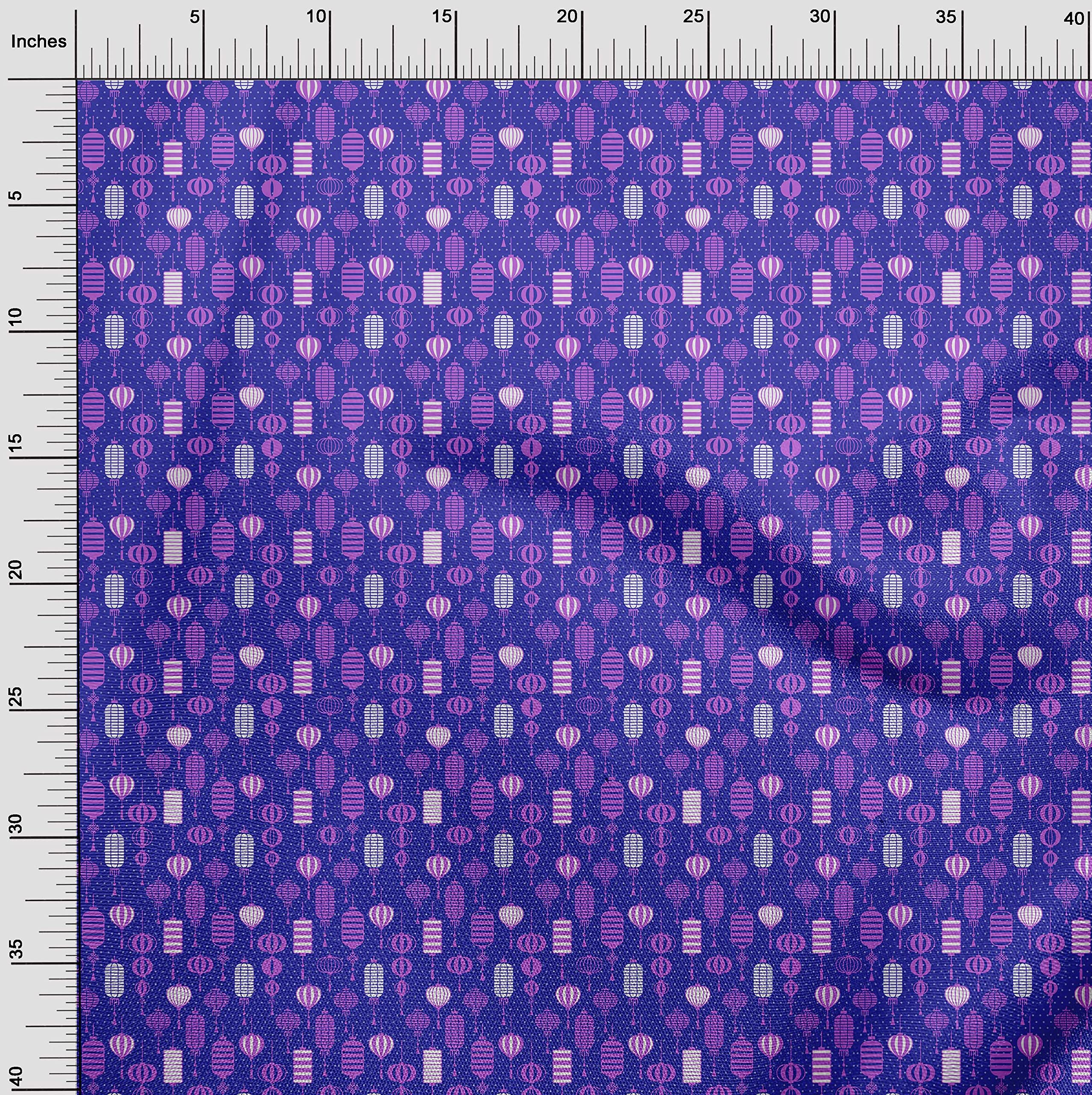 oneOone Rayon Blue Fabric - 56 Inch Wide Printed Fabric for Asian Chinese Lamps, DIY Craft Projects & Home Decor | Perfect for Curtains, Table Runners, and Wall Hangings