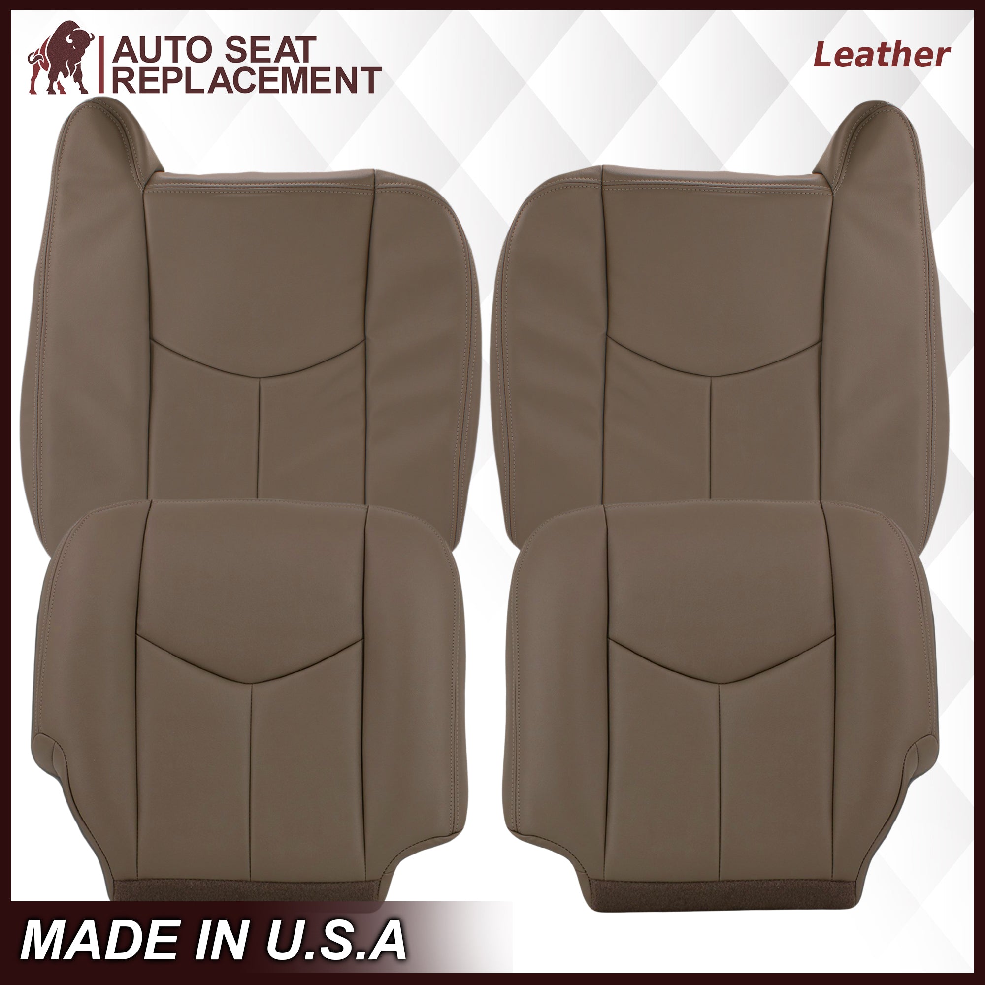 2003-2007 Chevy Silverado Avalanche GMC Sierra Work Truck Seat Cover - 40/20/40 Split Bench Tan Leather/Vinyl - Durable Truck Seat Protector for Drivers & Work Vehicles | Perfect for Construction, Farming & Daily Commuting