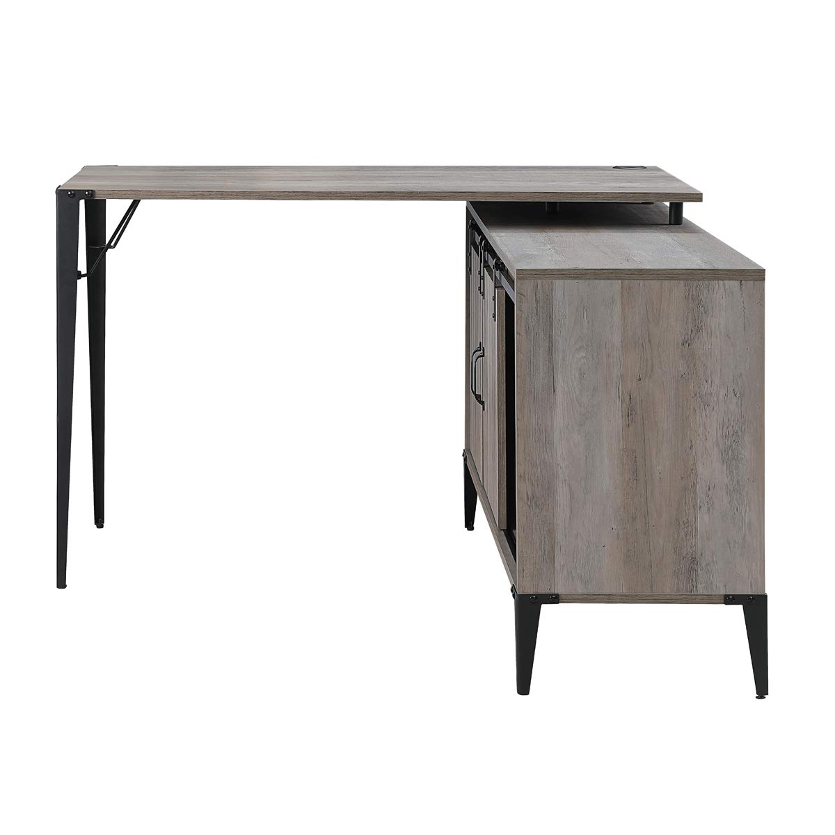 L Shaped Computer Desk with Shelves - Industrial Corner Desk for Home Office & Gaming, Rustic Gray Oak Workstation - Perfect for Small Spaces & Multi-Monitor Setups