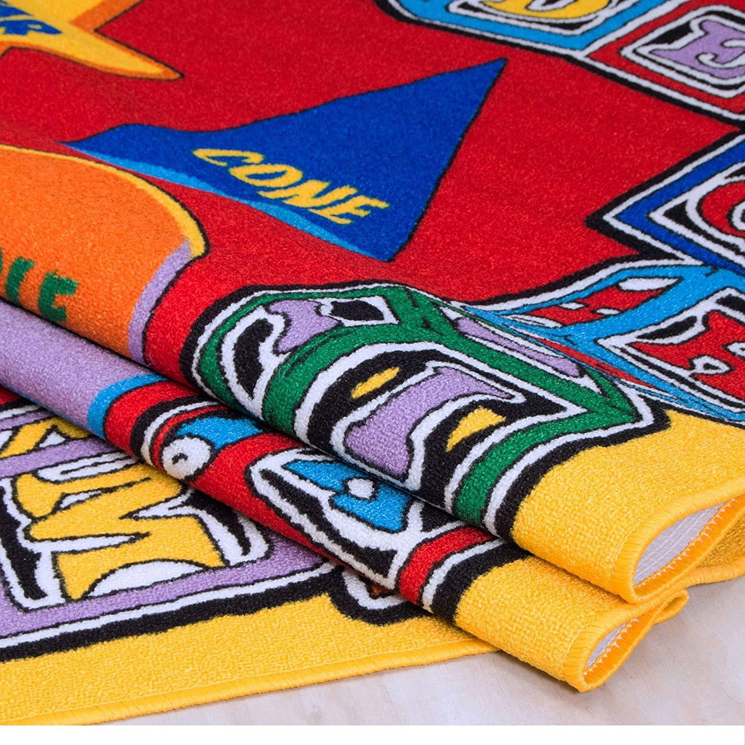 Kids Educational Area Rug - 8x10 Feet Non-Slip Play Mat with Shapes (Square, Rectangle, Triangle) for Classroom & Nursery | Perfect for Learning, Playtime & Toddler Safety