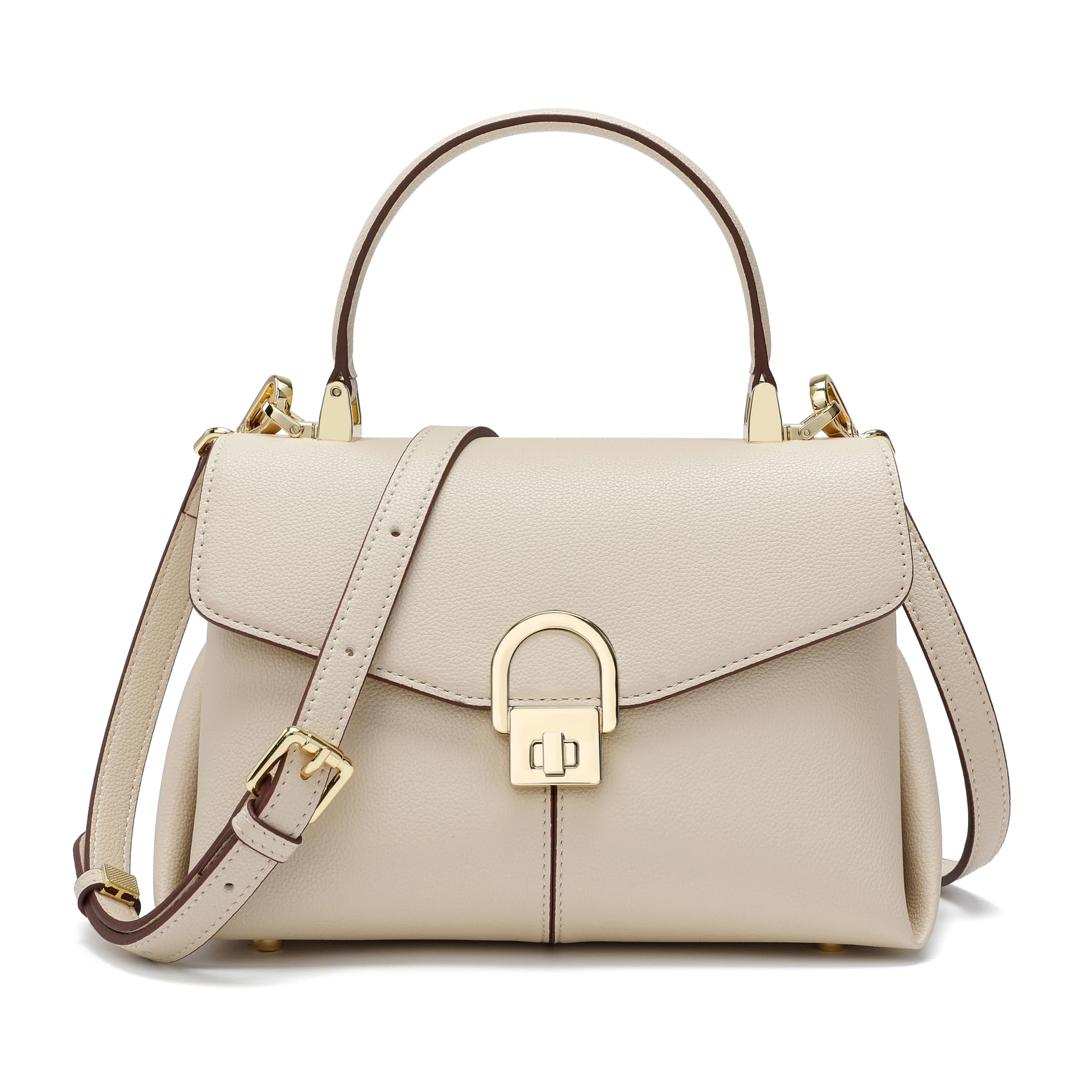 Stylish Women's Leather Tote Bag with Top Handle & Shoulder Strap - Secure Metal Button Lock - Perfect for Work, Travel & Everyday Use