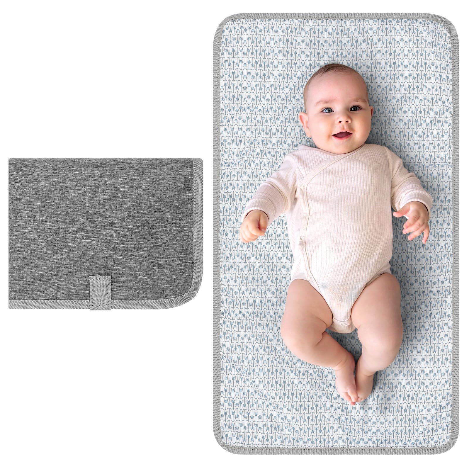 Accmor Portable Waterproof Baby Changing Pad - Grey | Travel Diaper Changing Mat for On-the-Go Parents | Perfect for Nursery, Car, Stroller & Diaper Bag