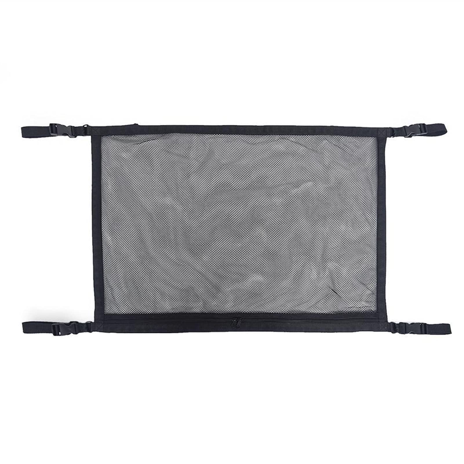 HGKL Adjustable Car Ceiling Storage Net - Breathable Mesh Zipper Organizer Bag for Roof Interior Cargo, Black - Perfect for Road Trips, Camping Gear & Vehicle Organization