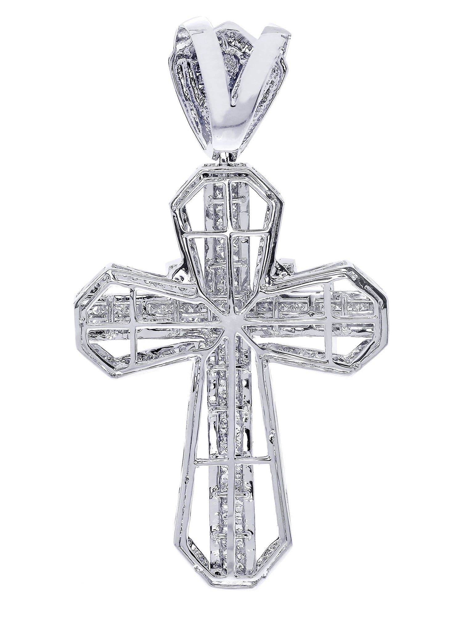 4 Carat Diamond Cross Pendant Necklace - 21.51 Grams | Elegant Religious Jewelry for Women & Men | Perfect for Church, Weddings & Special Occasions