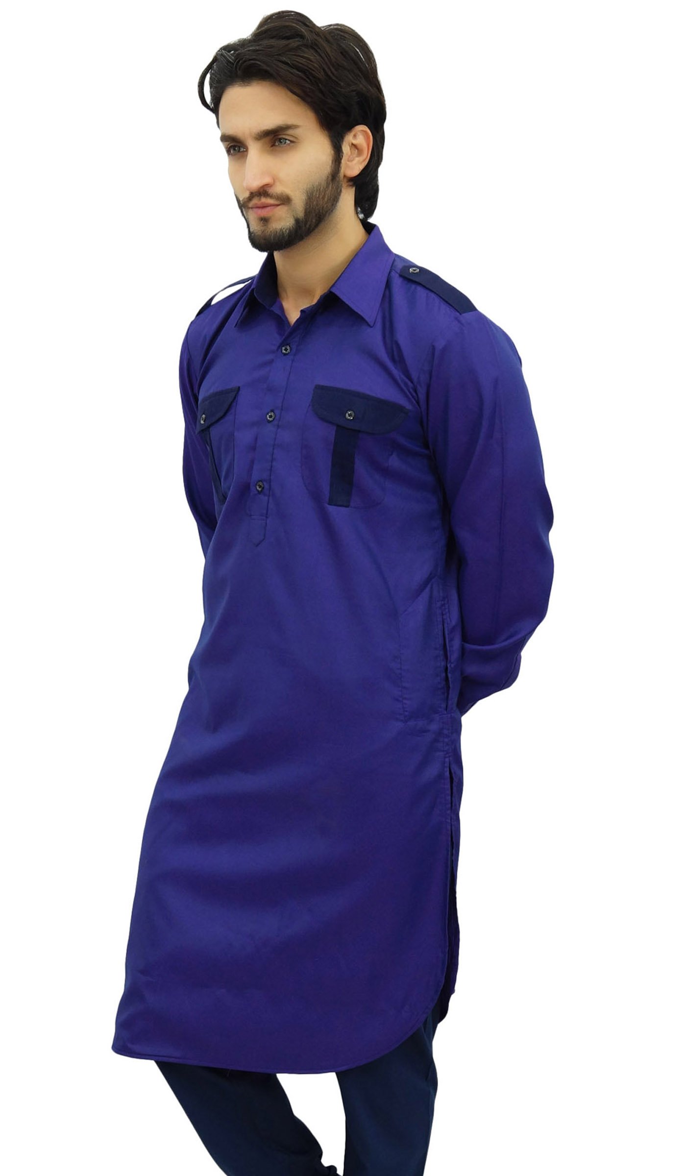 Atasi Men's Pathani Style Long Kurta Punjabi Ethnic Shirt - Traditional Indian Wedding & Festival Wear for Men