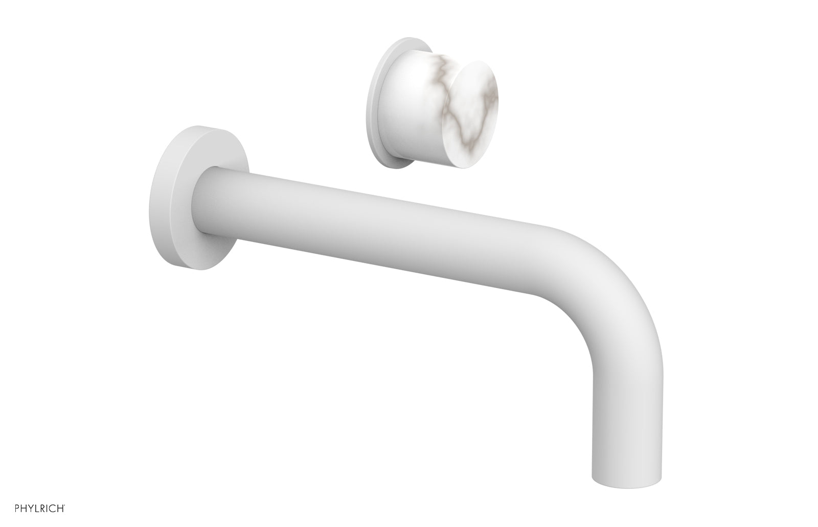 Basic II Single Handle Wall Lavatory Faucet Set with White Marble Handle - 230 17 - Perfect for Bathroom Sink, Powder Room, and Guest Bath Installations