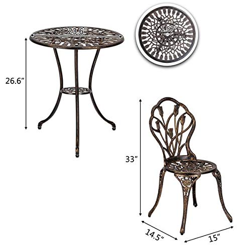 3-Piece All-Weather Bistro Table Set - Indoor/Outdoor Patio Furniture with Coffee Table for Porch, Poolside, Backyard & Garden - Perfect for Outdoor Dining, Coffee Dates & Relaxing Conversations