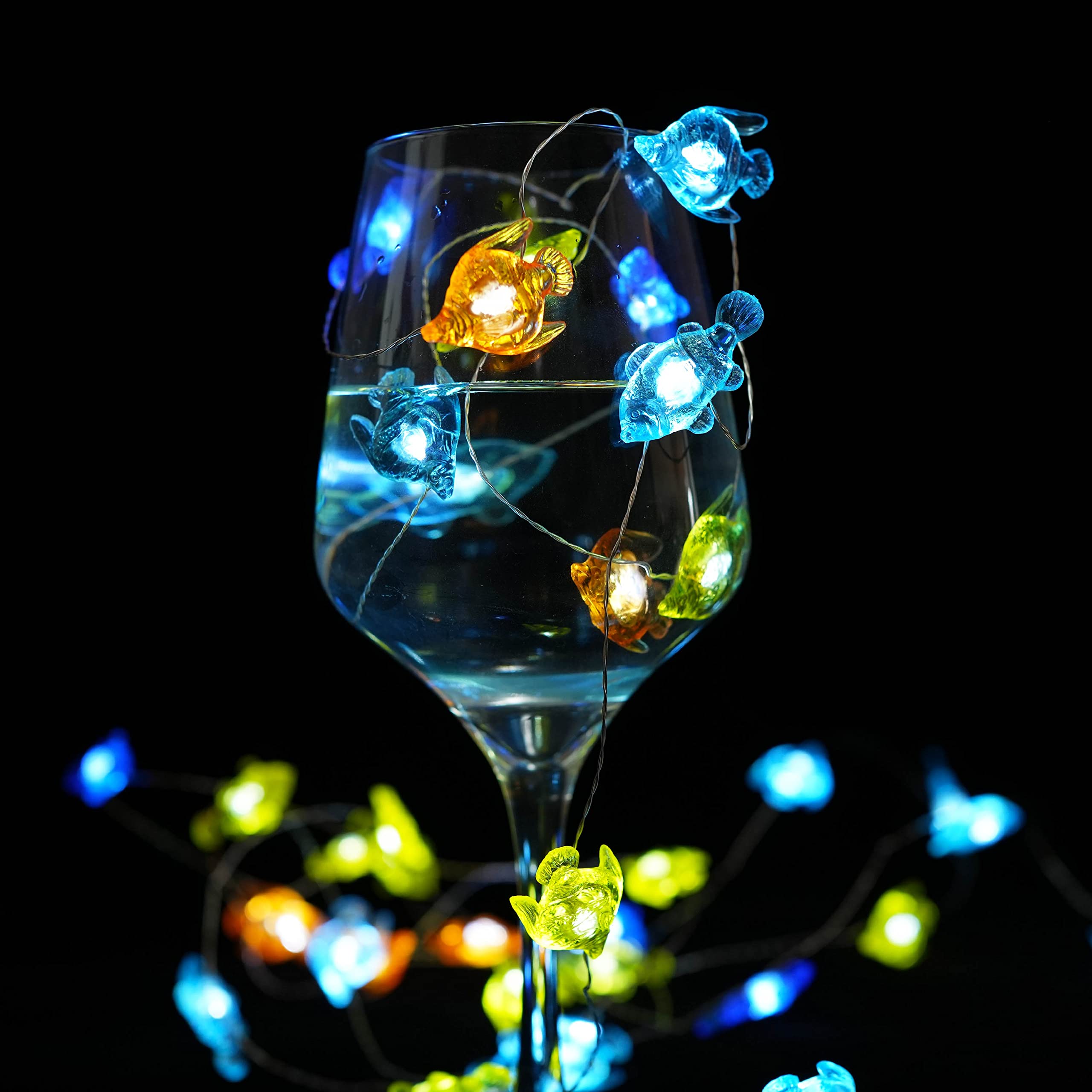 Decorman 40 LED Tropical Fish String Lights - 14ft Waterproof Battery-Operated Ocean Theme Decor with Remote & Timer, 8 Lighting Modes | Perfect for Bedroom, Party, Wedding, Garden & Outdoor Decorations
