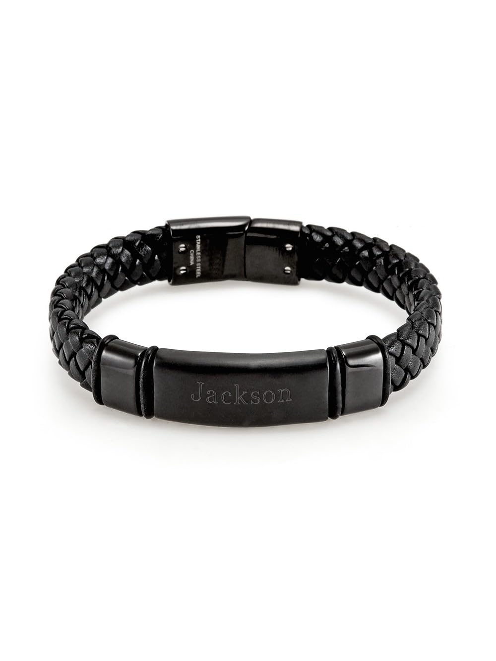 Custom Engraved Leather Bracelet for Men - Personalized Name ID Bracelet in Black - Stylish Men's Jewelry Gift for Birthday, Anniversary & Special Occasions - Perfect for Casual Wear, Date Nights & Gifting
