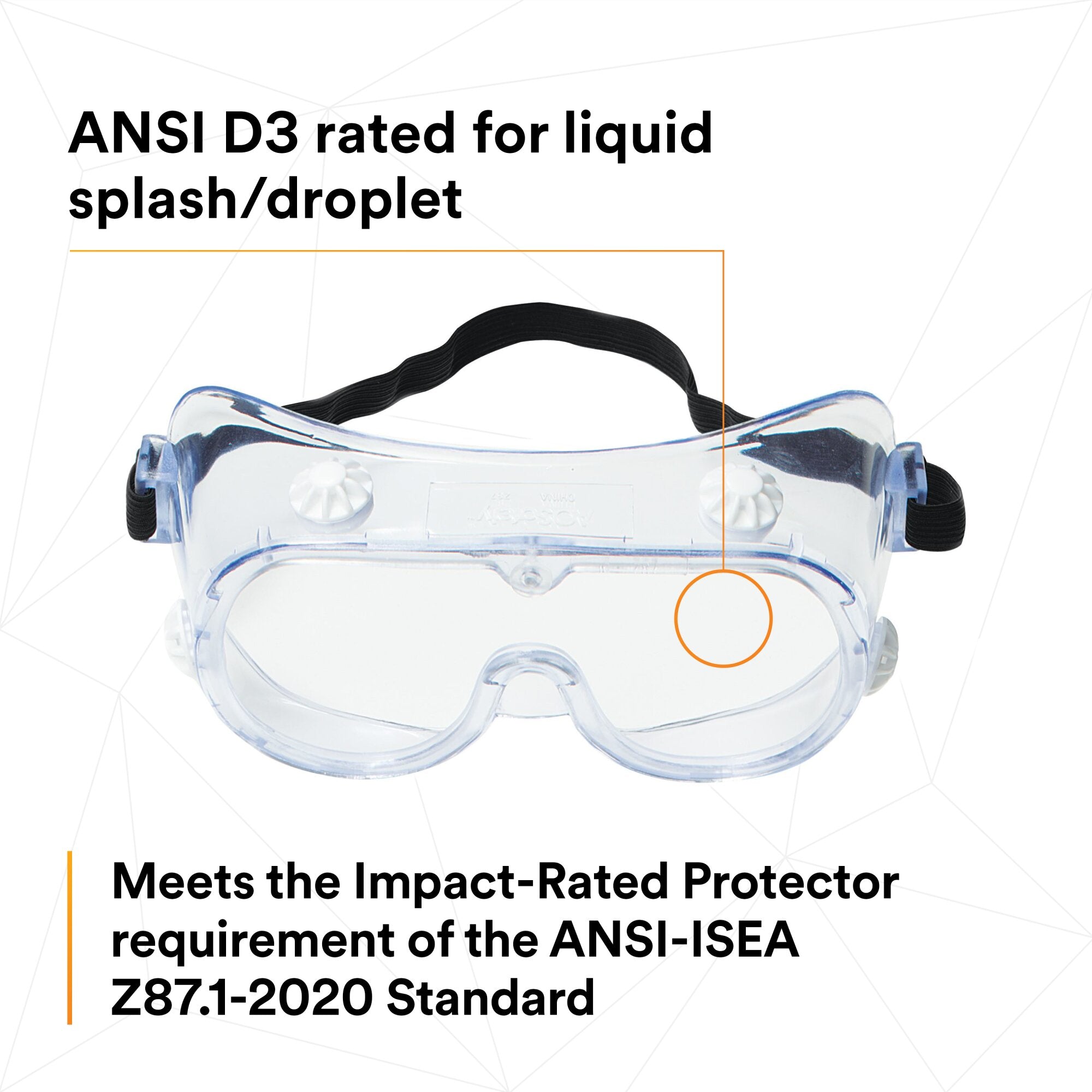 3M 334 Splash Safety Goggles with Anti-Fog Clear Lens (Pack of 10) - Chemical Splash Protection for Lab Work, Construction & DIY Projects