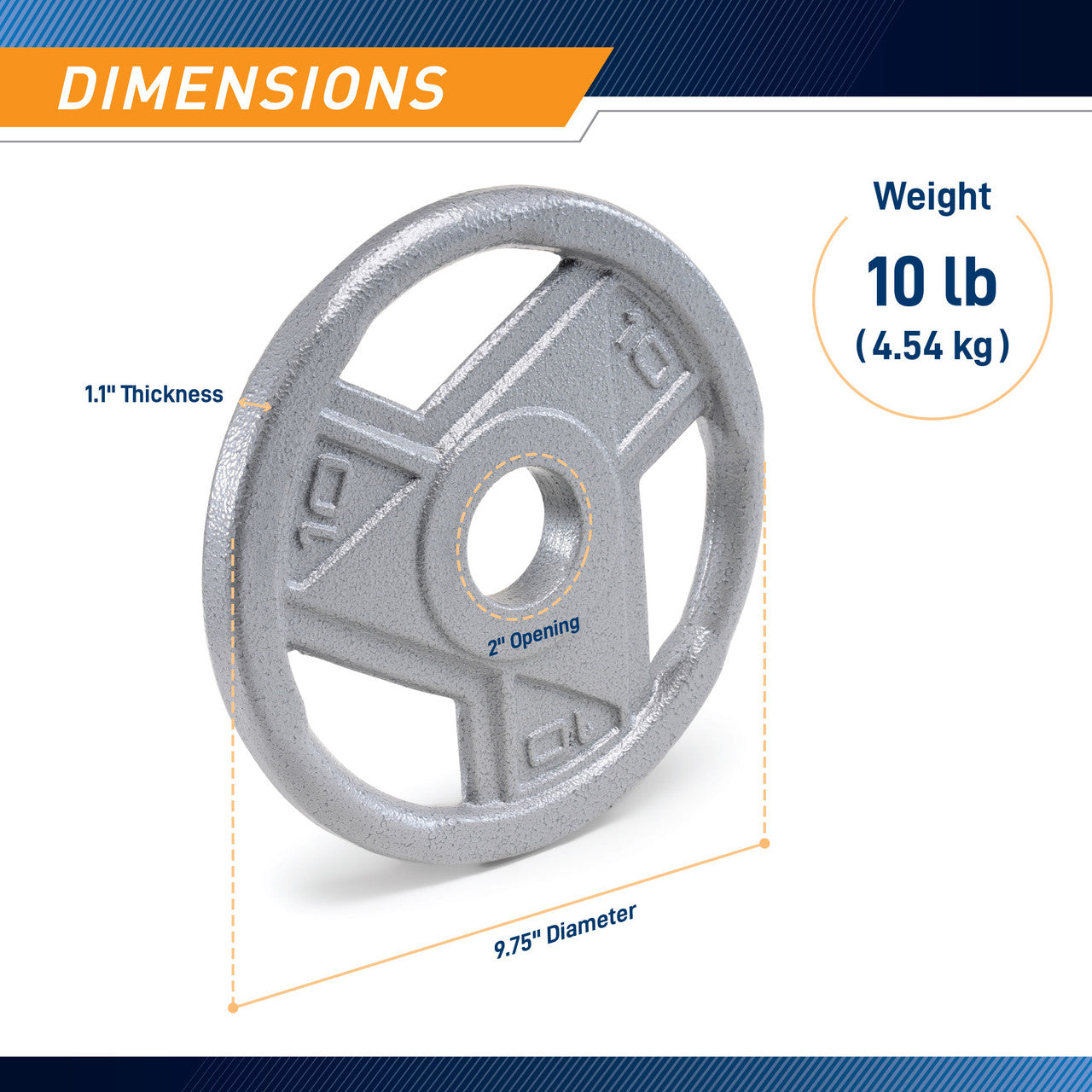 10lb Classic Olympic Weight Plate - MCW FAMILY | Durable Cast Iron Gym Plate for CrossFit, Powerlifting & Home Workouts