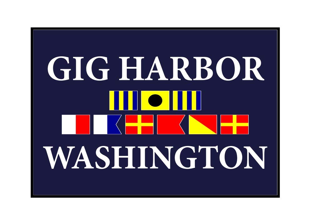 Nautical Flags Wall Art - 36x24 Framed Gallery Wrapped Canvas - Gig Harbor Washington Maritime Decor - Perfect for Beach House, Coastal Living Room or Office Decor