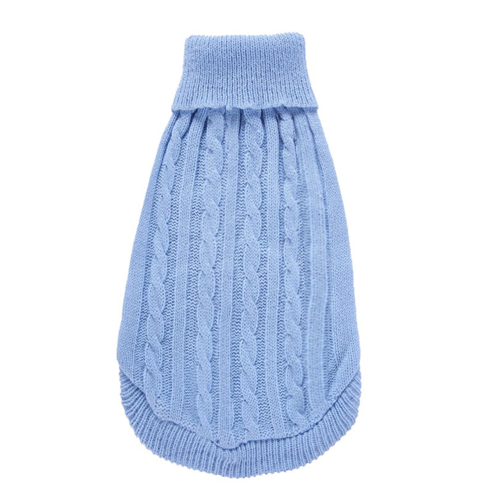 Warm Knitted Dog Sweater for Small Pets - Winter Cat & Puppy Clothes (Light Blue) - Cozy Indoor & Outdoor Wear
