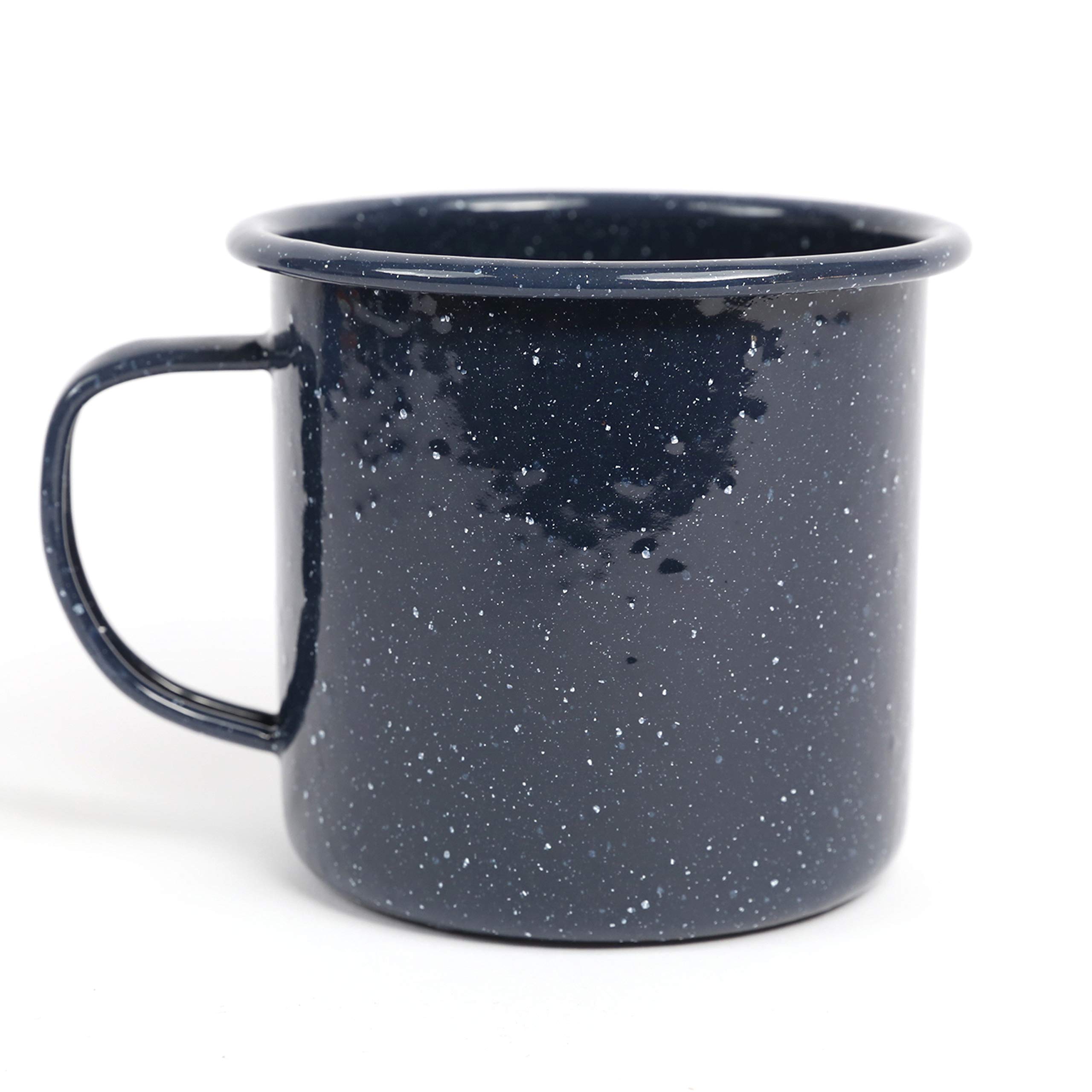 Stinson Collection 16oz Enamelware Coffee Mug Set of 4 - Navy Blue Speckled Camping Cups for Outdoor Picnics, Camping & Home Use - Durable Rust-Free Coffee Cups with Vintage Design