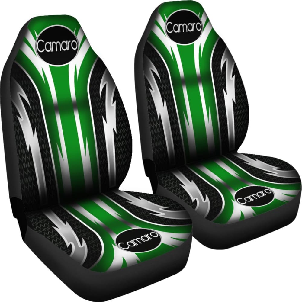 Premium 2-Piece Front Camaro Seat Covers in Green (Fits 2010-2023 Models) - Durable Neoprene Protection for Cars, Trucks & Road Trips
