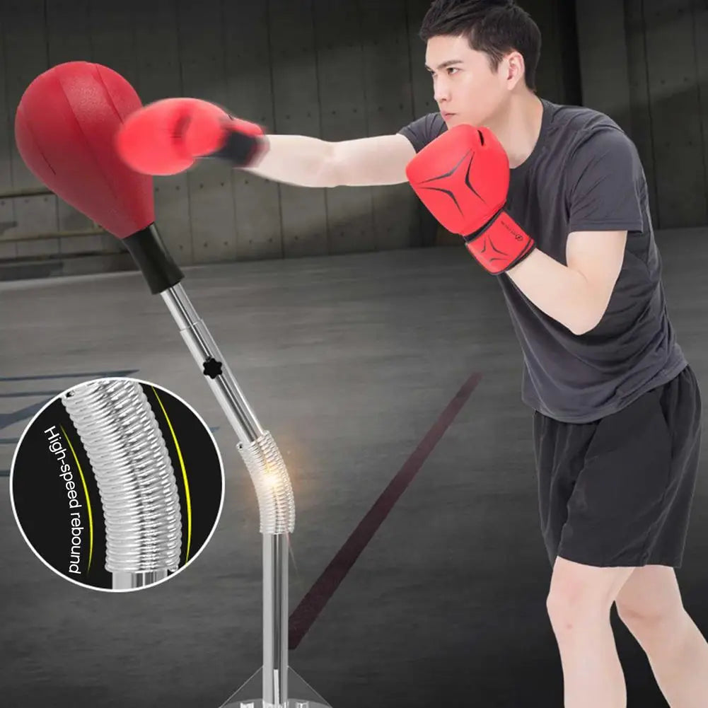 Adjustable Height Reflex Bag - Free Standing Speed Punching Bag for Stress Relief with 8 Powerful Suction Cups | Boxing Training Equipment for Home Gym, Fitness & Stress Release