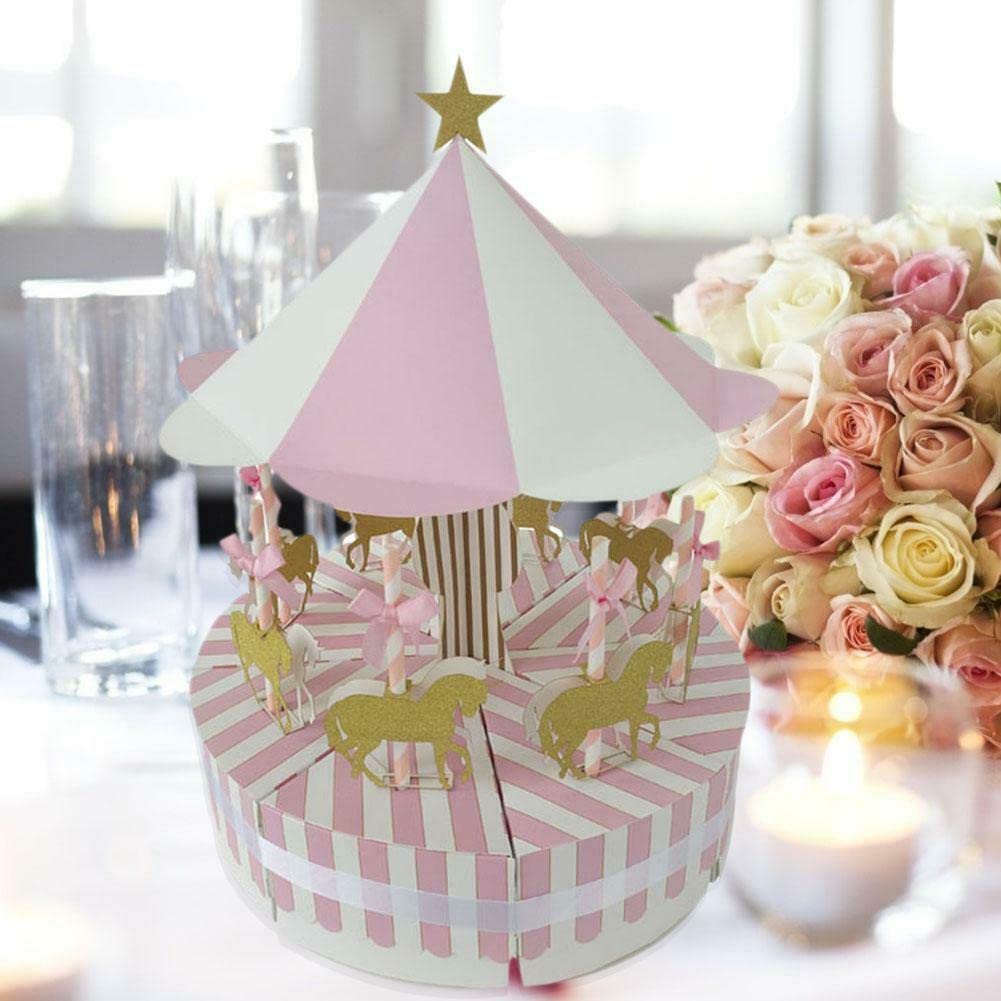 Romantic Carousel Candy Box - Pink Wedding & Birthday Party Guest Gift, Home Decor for Special Occasions | Perfect for Wedding Favors, Bridal Showers & Anniversary Celebrations