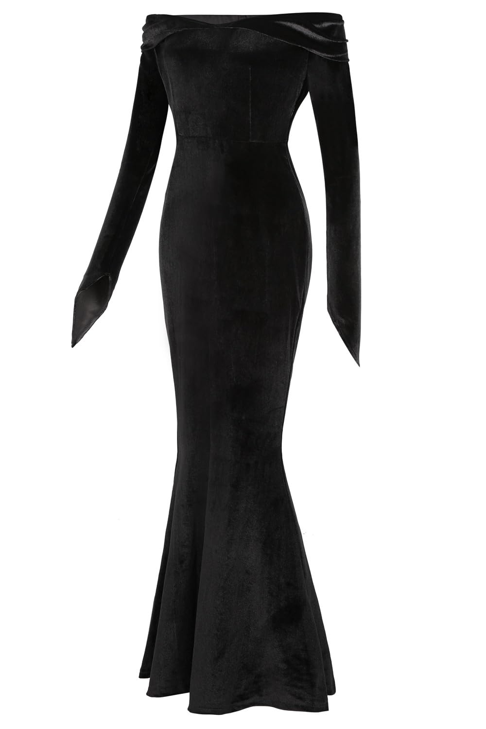 Oumbivil Women's Gothic Black Dress - Halloween Witch Costume, Long Sleeve Elegant Formal Dress for Parties, Cosplay & Themed Events