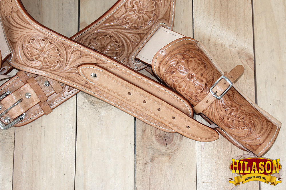 Hilason Double Caliber 44/45 Leather Western Cowboy Gun Belt Holster Rig - Authentic Cowboy Revolver Holster for Western Shooting, Reenactments & Cowboy Action Sports