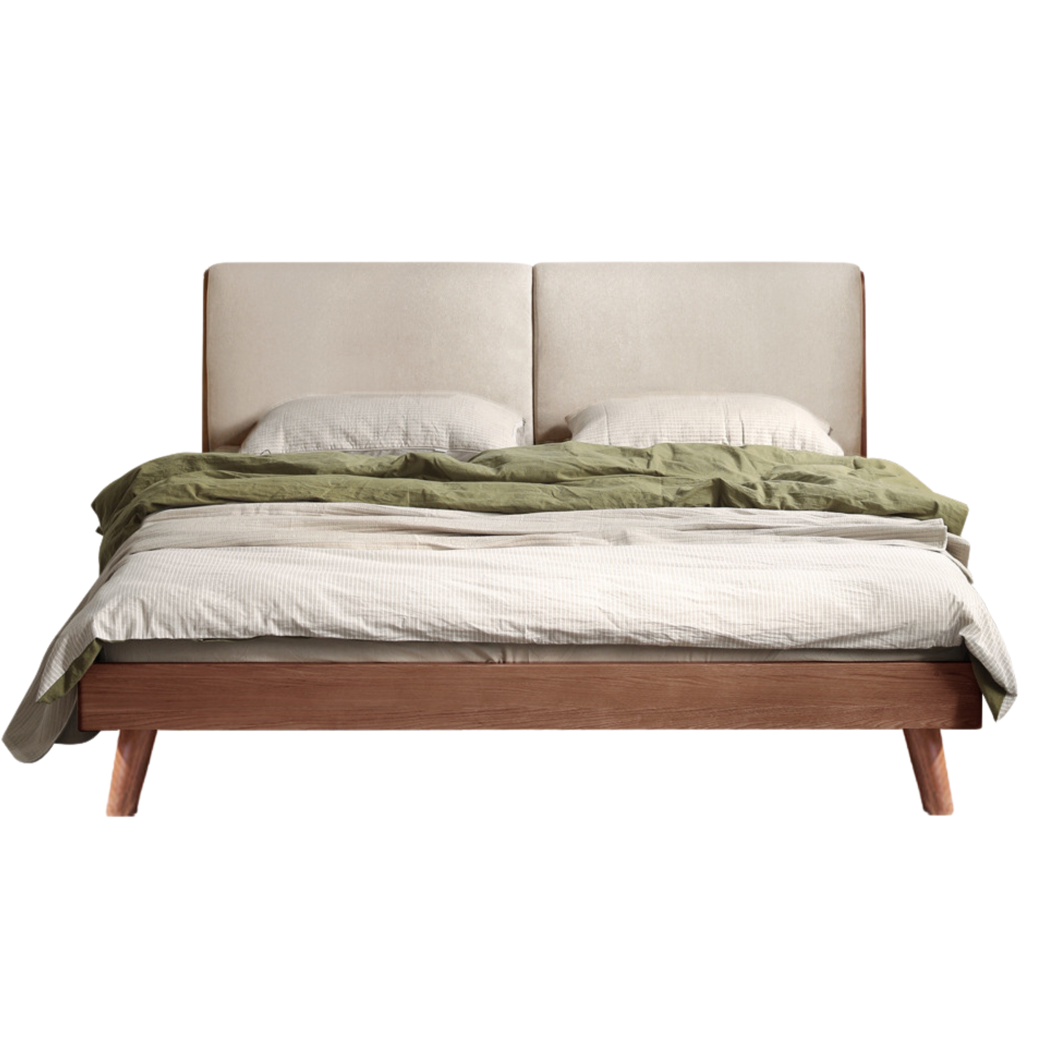 Solid Oak Wood Soft Bed Frame - Queen Size, Natural Wood Finish - Perfect for Master Bedrooms, Guest Rooms & Cozy Home Decor