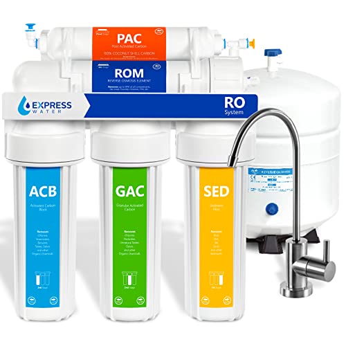 Express Water 5-Stage Reverse Osmosis Water Filtration System with Faucet & Tank - Under Sink RO Filter 50 GPD - Pure Drinking Water for Home, Office & Kitchen