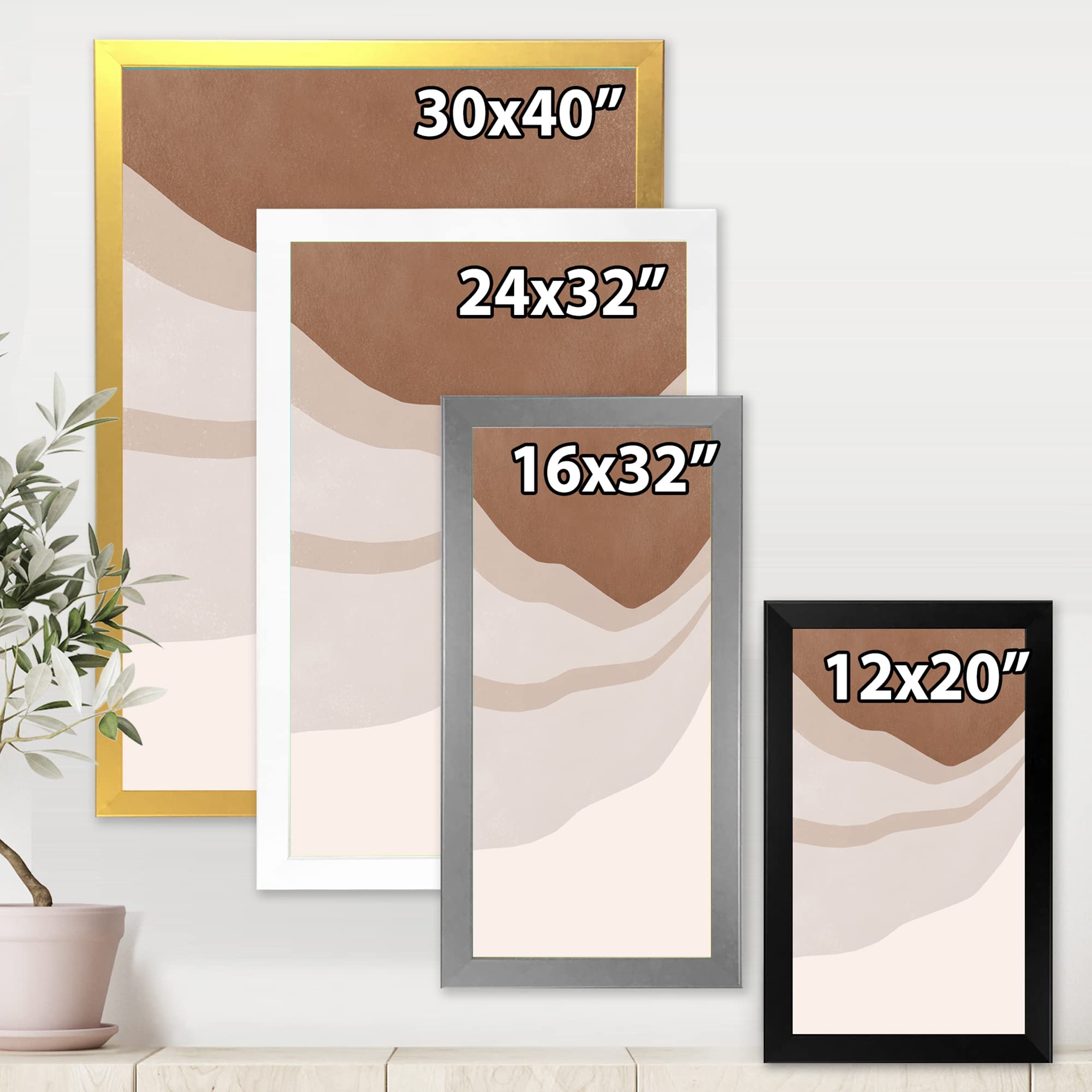 Scuff Effect Modern Framed Wall Art - Terracotta & Ivory Geometric Shapes for Living Room, Bedroom & Office Decor | Handmade Canvas Painting for Home & Office Interior Design