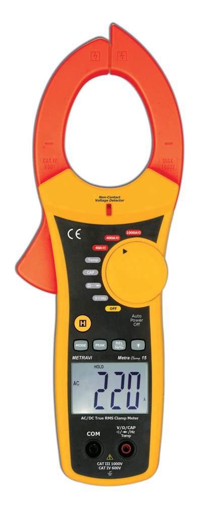 Metravi METRACLAMP-15 Digital Clamp Meter - True RMS AC/DC Current Clamp Multimeter up to 1000A with NCV Voltage Detector - Perfect for Electricians, HVAC Technicians & Home Electrical Testing