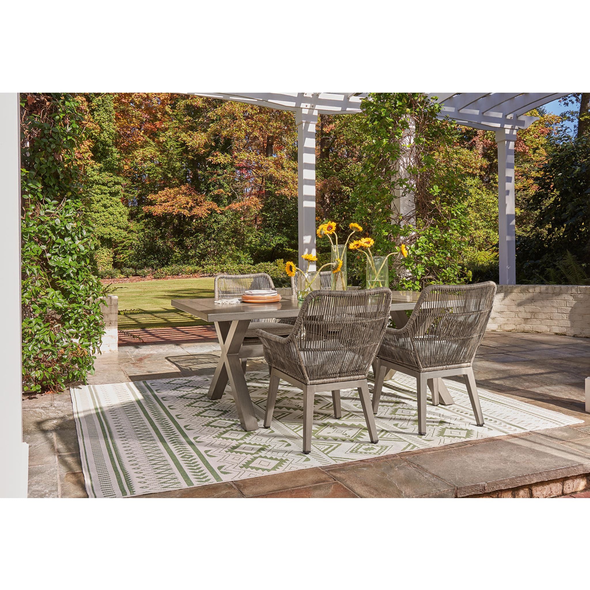 5-Piece Beige Outdoor Dining Set for Beachfront & Patio - Waterproof & UV-Resistant Furniture for Coastal Living