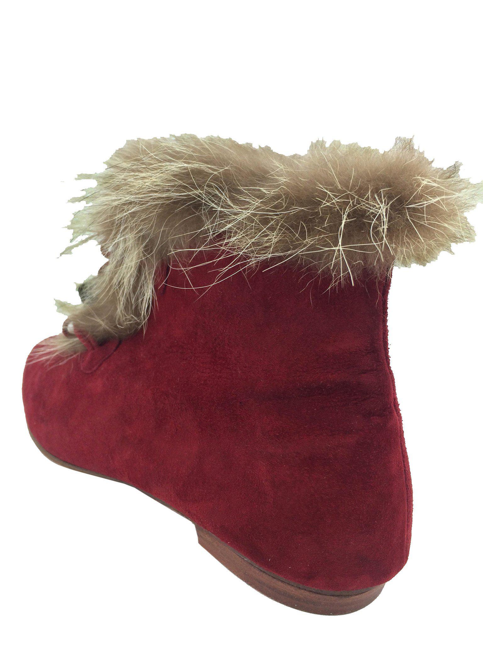Manolo Blahnik Suede Fur Trim Toggle Booties Women's Size 7.5 - Stylish Winter Ankle Boots for Casual Outings & Date Nights