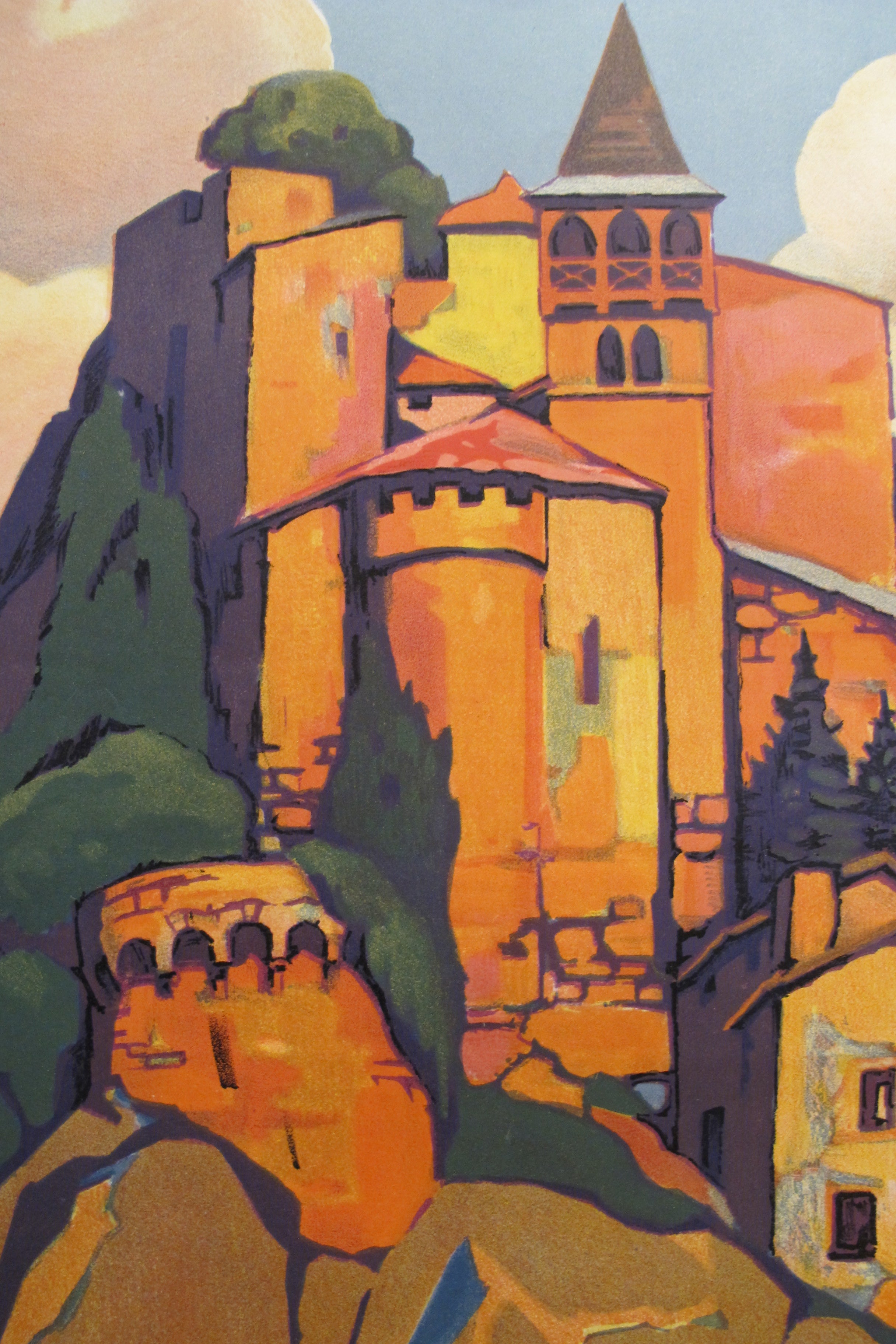 Vintage 1930s French Art Deco Travel Poster - Saint Etienne Village de Cornillon | Original Retro Wall Art for Home Decor, Office & Travel Enthusiasts | Perfect for Living Room, Bedroom or Gift Idea