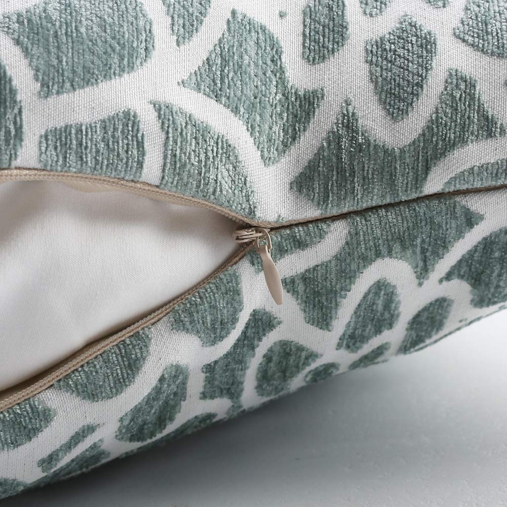 Decorative Square Throw Pillow Covers Set - 20x20 Inch Floral Embroidered Double-Sided Cushion Cases for Sofa, Bed, Chair - Handmade Home Decor (Grey-Green) | Perfect for Living Room, Bedroom & Outdoor Patio