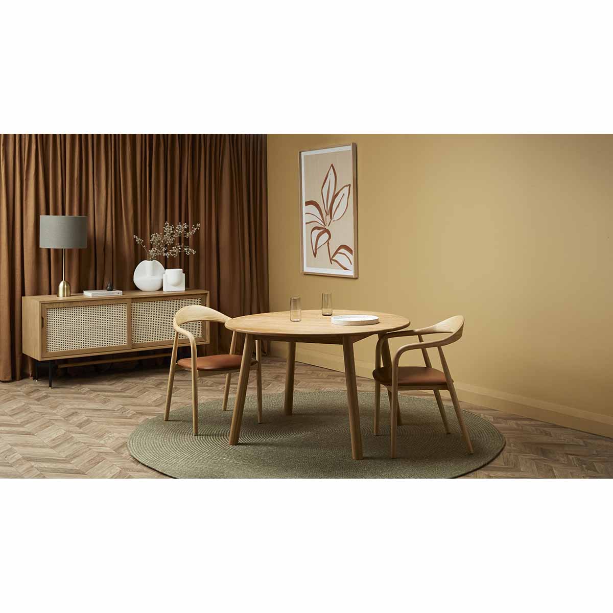 Round Oak Dining Table - Solid Wood Scandinavian Style for Kitchen, Dining Room & Small Spaces | Finland Design Home Furniture