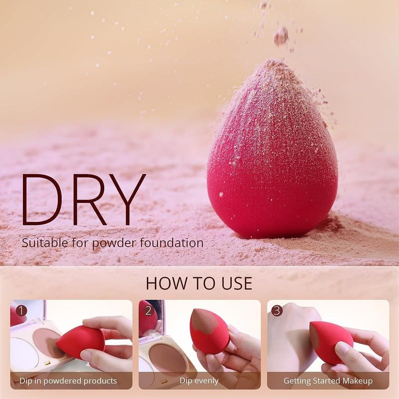 CHRONEX Beauty Blender Sponge for Flawless Makeup Application | Soft Latex-Free Makeup Sponge Puff for Foundation, Concealer & Powder | Reusable & Washable Beauty Blender with Unique Ergonomic Design | Perfect for Professional Makeup, Everyday Use & Travel