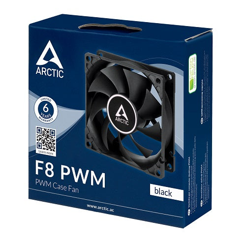 Arctic F8 PWM PST 80mm Case Fan - High Performance Cooling for PC, Gaming Rig & Computer Case - Quiet Black Cooling Fan for Optimal Airflow