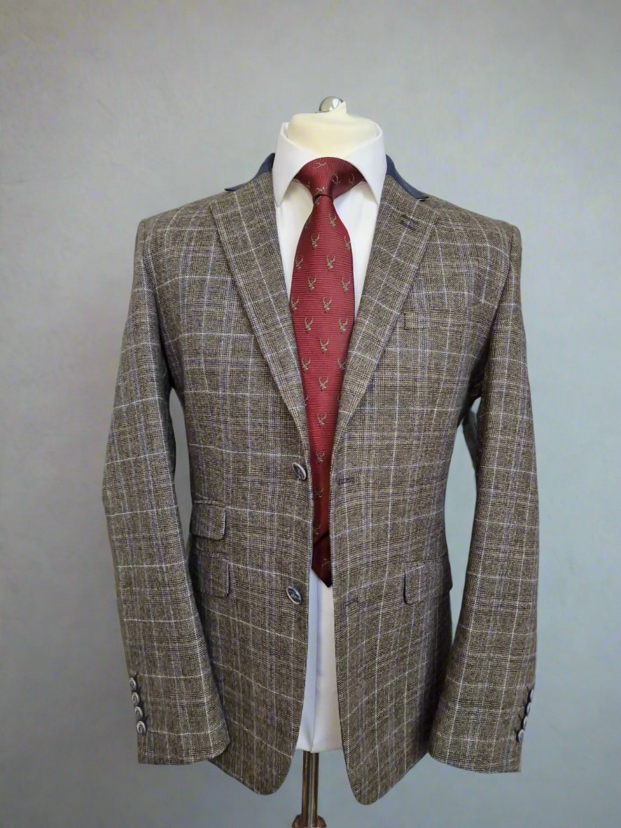 Cavani Green Tweed Check Blazer for Men Size 38R | Classic Slim Fit Wool Blend Sport Coat | Perfect for Business Meetings, Weddings & Formal Events