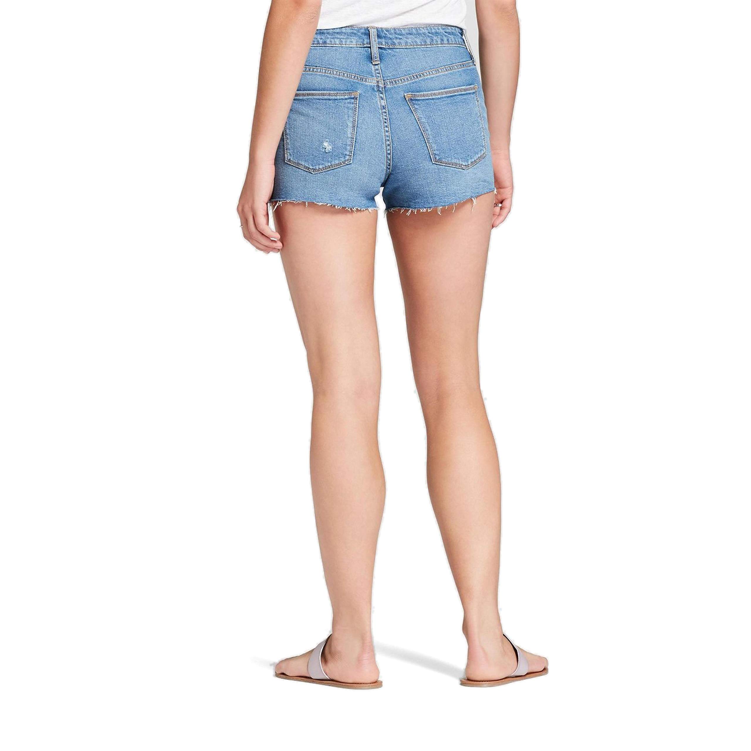 Universal Thread Women's High-Rise Raw Hem Jean Shorts - Size 10 Light Blue Denim Shorts for Summer | Casual Wear, Beach Outfits & Weekend Style