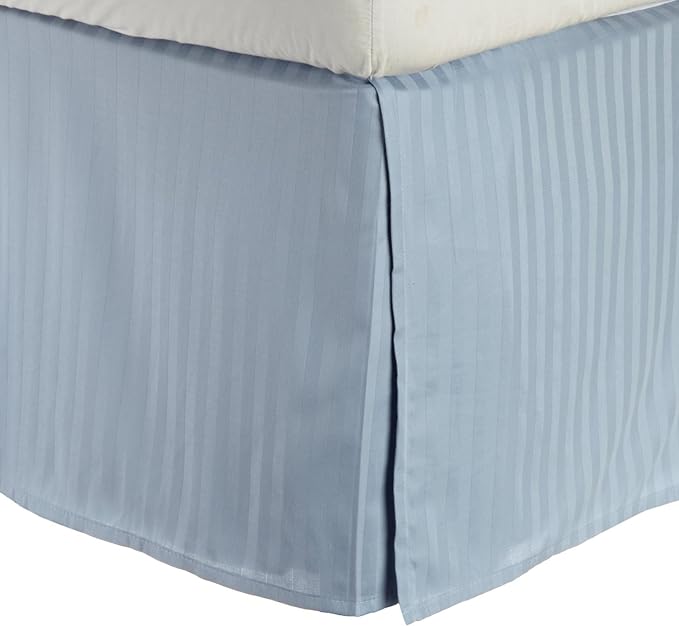 Premium Egyptian Cotton 300 Thread Count Striped Bed Skirt - Queen Size, Fits 14-16