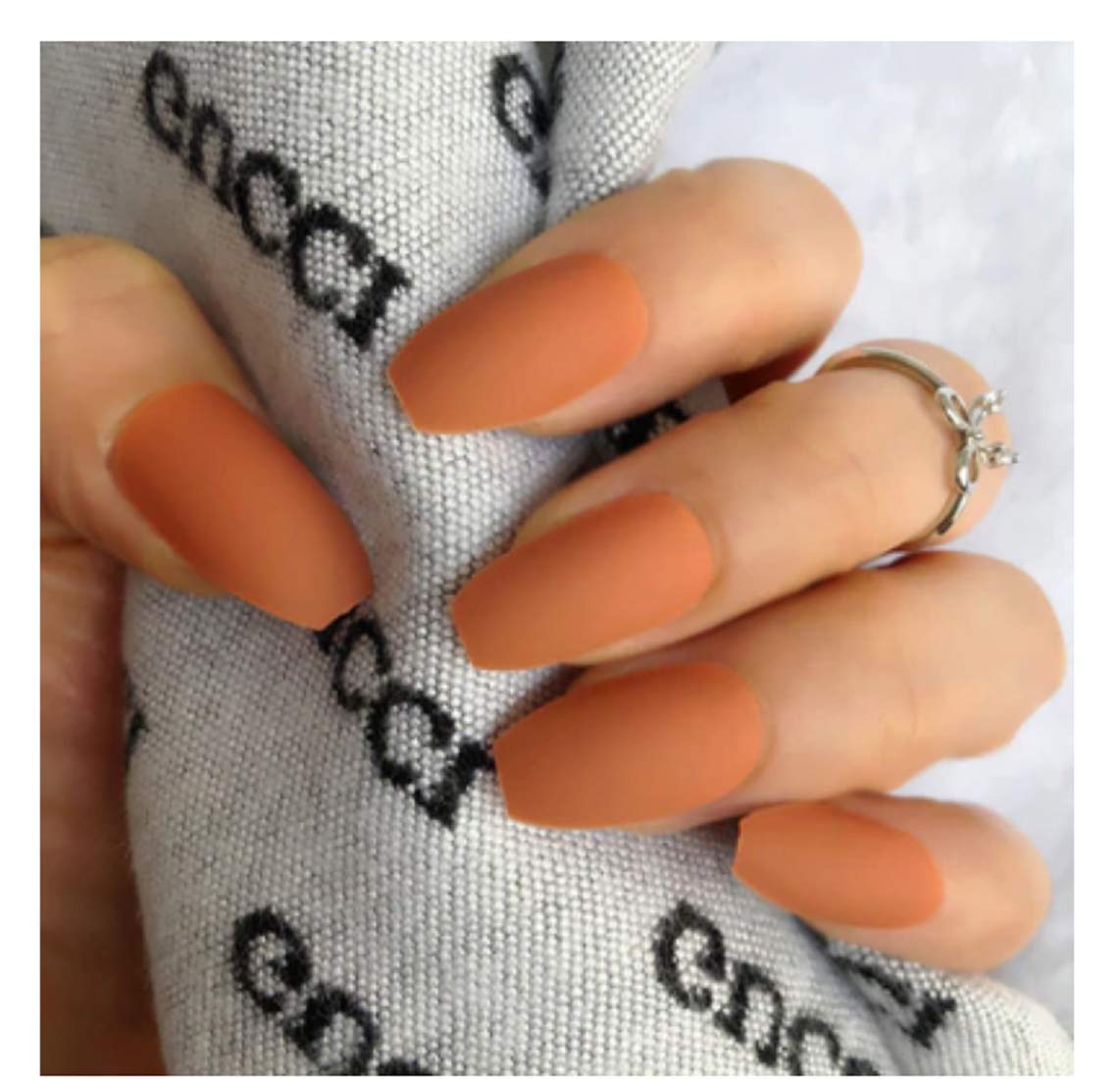 VIKSON INTERNATIONAL 24 Piece Matte Nude Fake Nails - Long Stiletto Press On Nails with Glue & Nail Stickers | Reusable Acrylic Nail Extensions for Women, Perfect for Parties, Weddings & Daily Wear