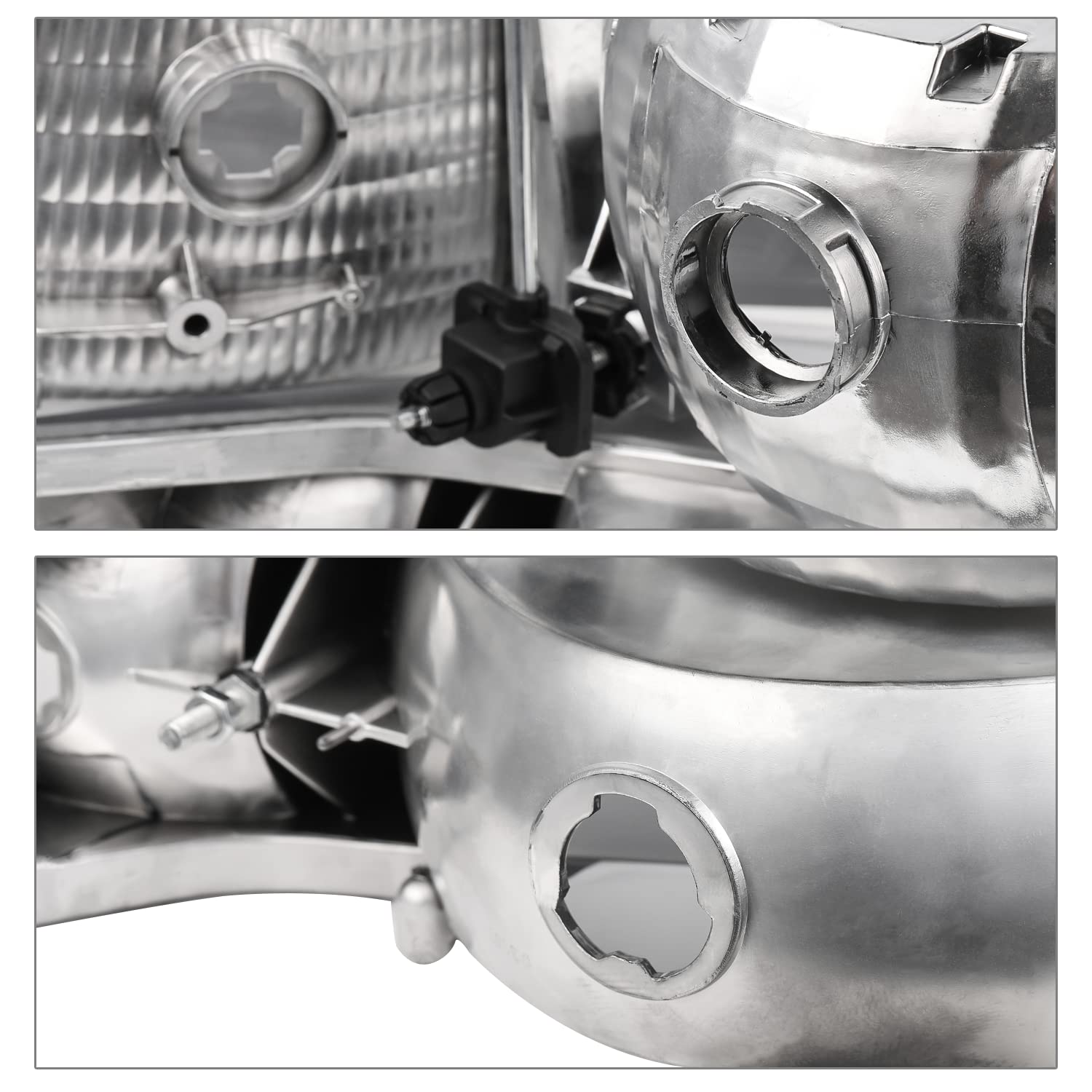 M-AUTO Chrome Amber Headlight Assembly Set for 1992-1996 Ford F-150 F-250 F-350 & Bronco - Complete Headlamps, Corner Lights & Bumper Lamps Kit (Driver & Passenger Side) - Upgrade Your Truck's Lighting for Night Driving & Off-Road Adventures
